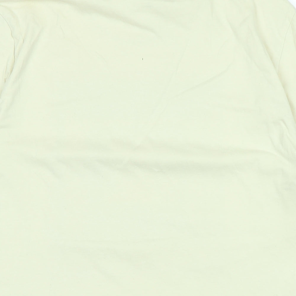 Gap Mens Ivory Cotton T-Shirt Size S Crew Neck - Logo
