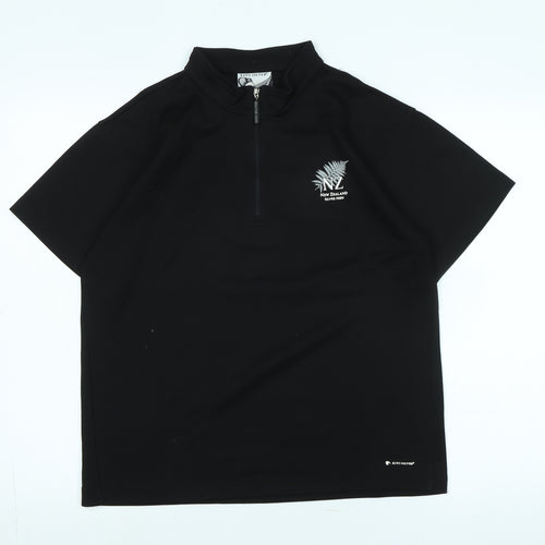 Kiwi Silver Mens Black Polyester T-Shirt Size S Mock Neck - Logo