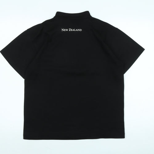 Kiwi Silver Mens Black Polyester T-Shirt Size S Mock Neck - Logo