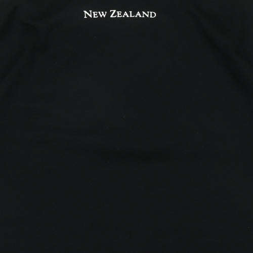Kiwi Silver Mens Black Polyester T-Shirt Size S Mock Neck - Logo