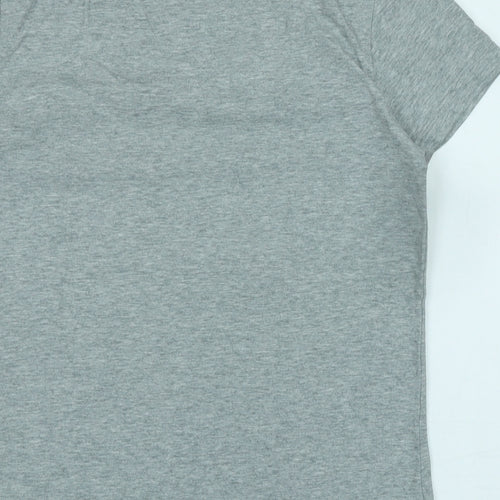 Pani Fiunk Womens Grey Cotton Basic T-Shirt Size L Crew Neck - Logo - I Surf