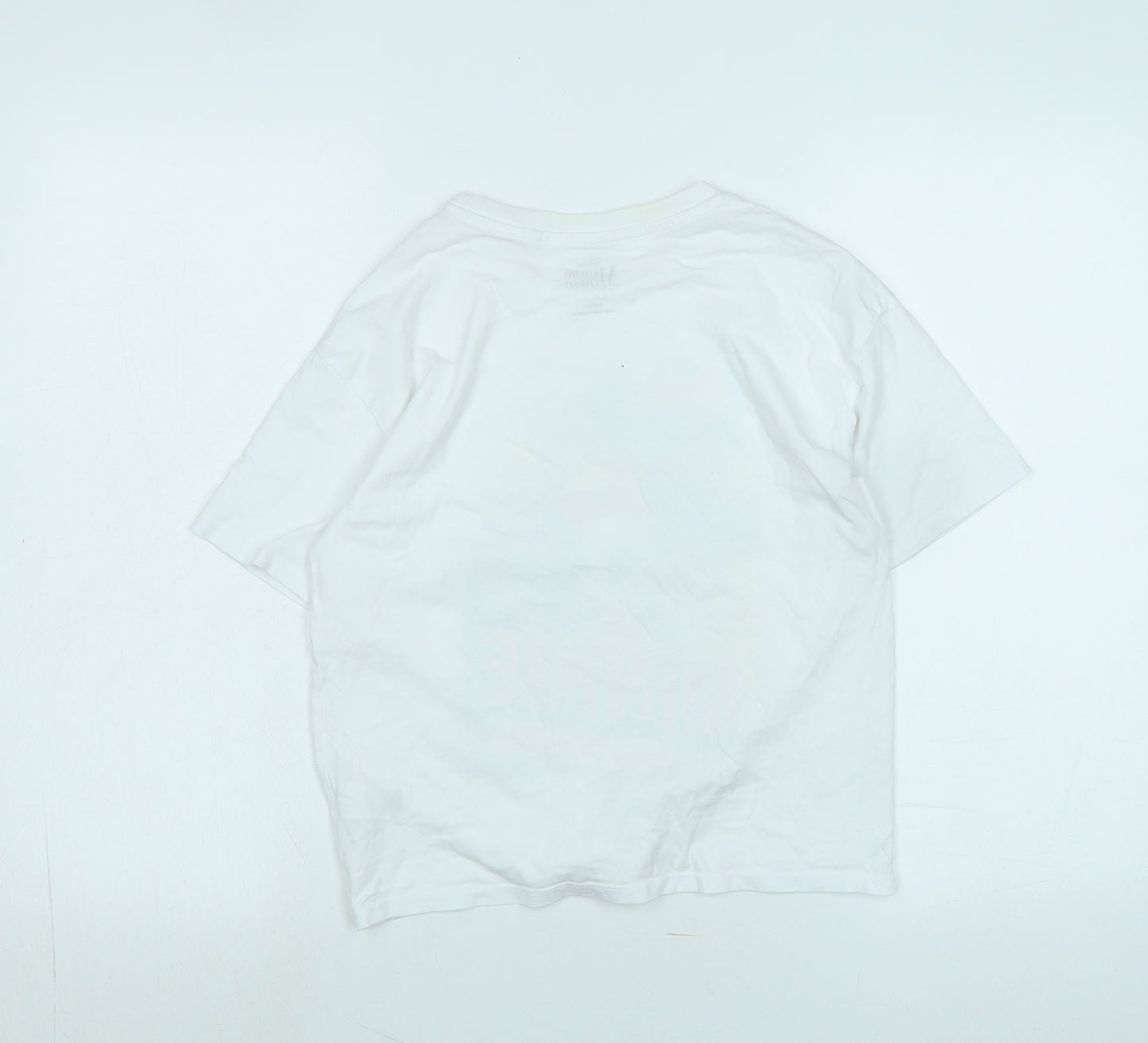 Disney Girls White Cotton Basic T-Shirt Size 11 Years Crew Neck - Logo