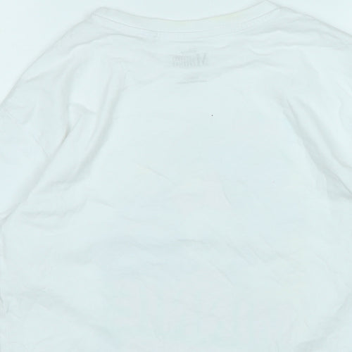 Disney Girls White Cotton Basic T-Shirt Size 11 Years Crew Neck - Logo