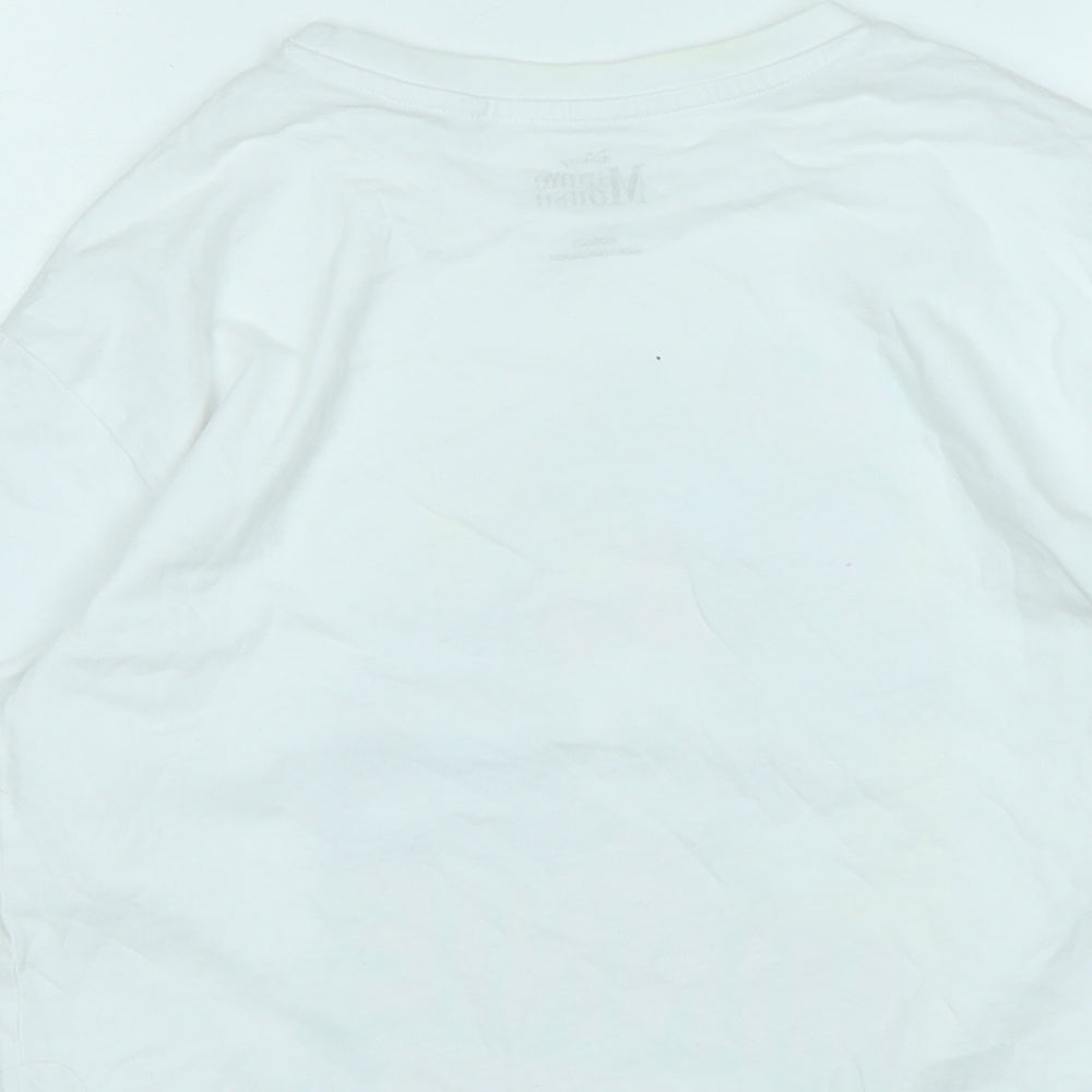 Disney Girls White Cotton Basic T-Shirt Size 11 Years Crew Neck - Logo