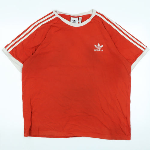 adidas Mens Red Cotton T-Shirt Size XL Crew Neck - Logo
