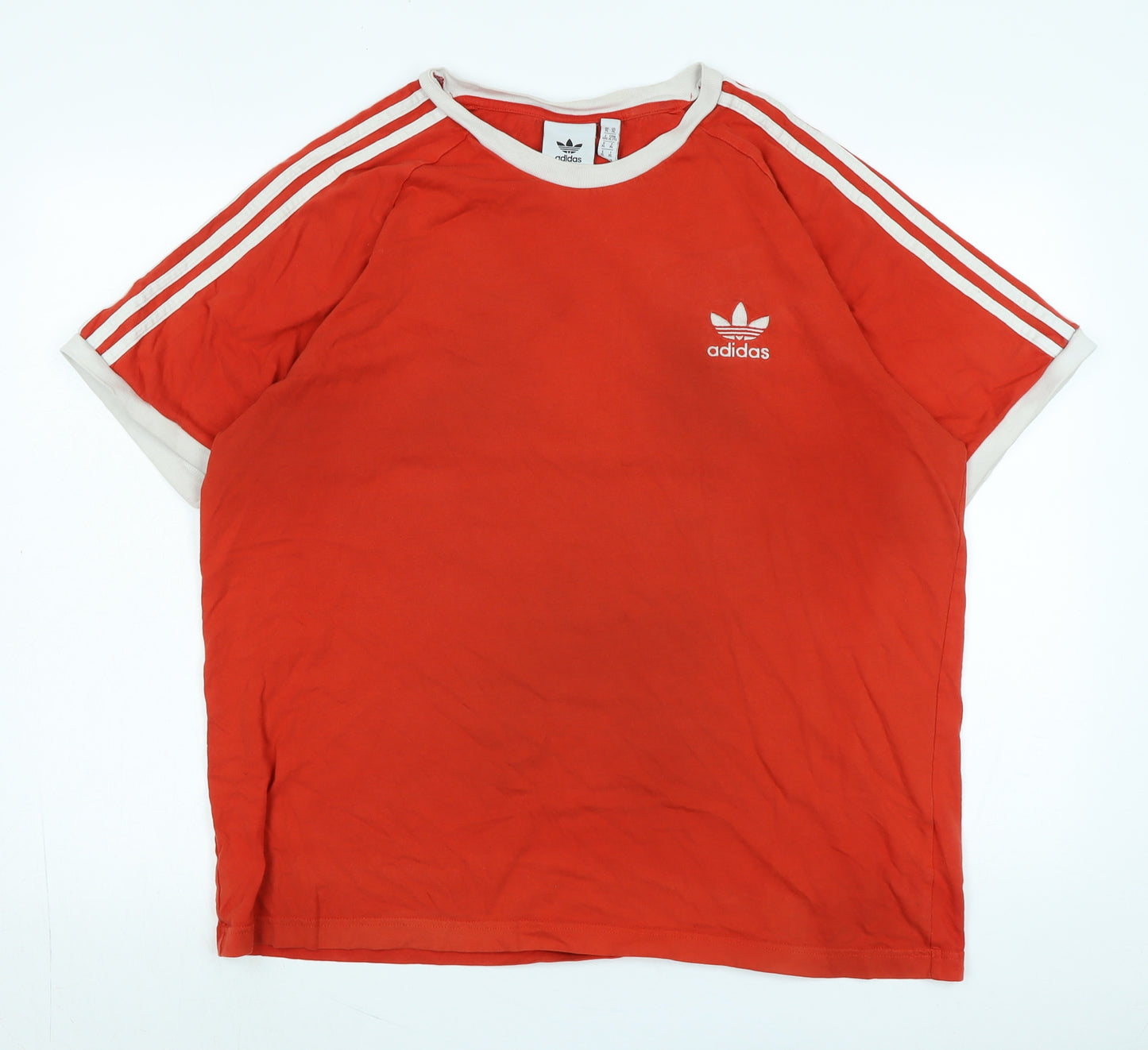 adidas Mens Red Cotton T-Shirt Size XL Crew Neck - Logo