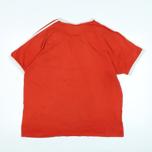 adidas Mens Red Cotton T-Shirt Size XL Crew Neck - Logo