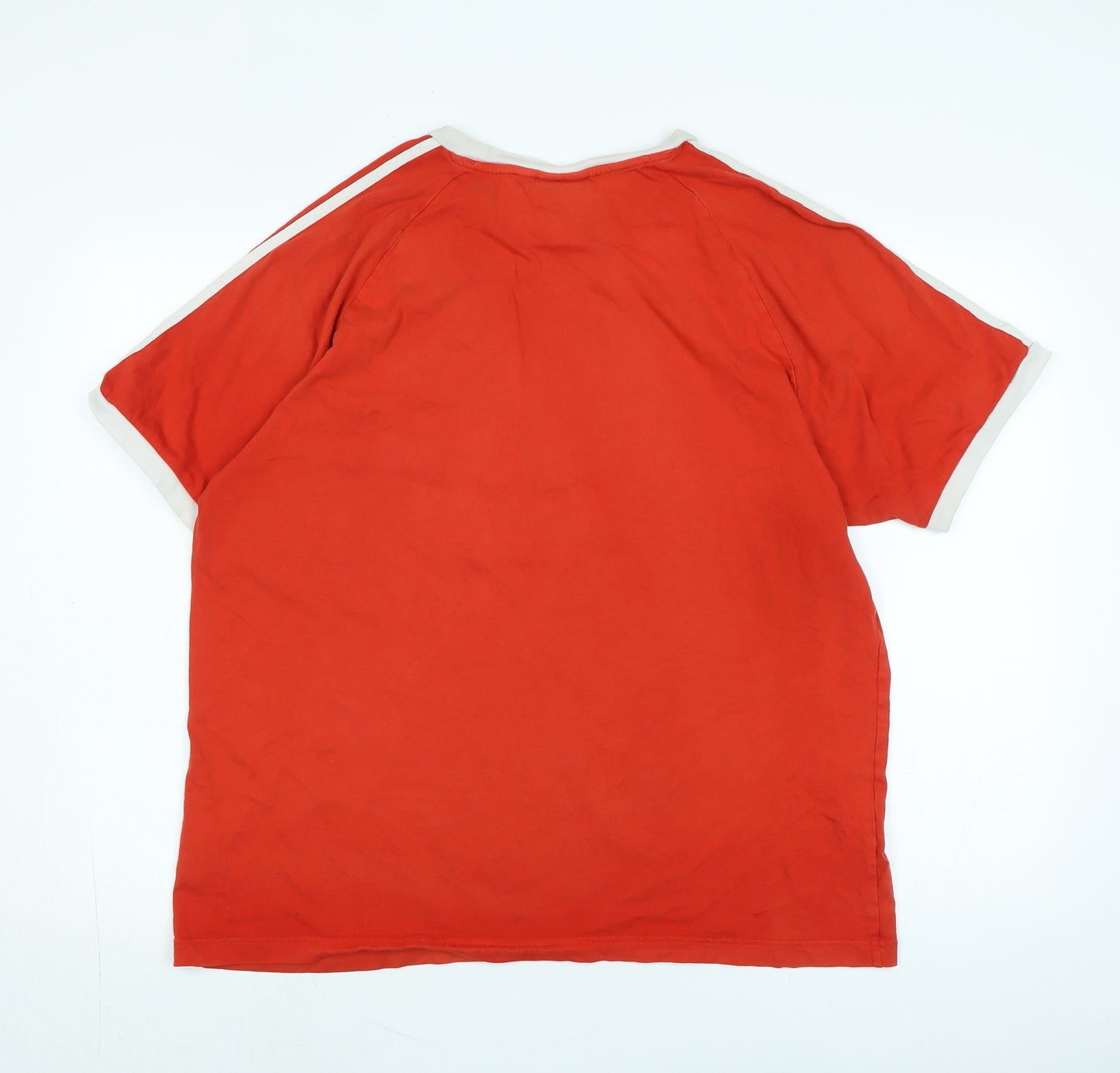 adidas Mens Red Cotton T-Shirt Size XL Crew Neck - Logo