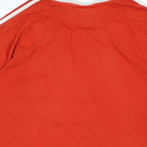 adidas Mens Red Cotton T-Shirt Size XL Crew Neck - Logo