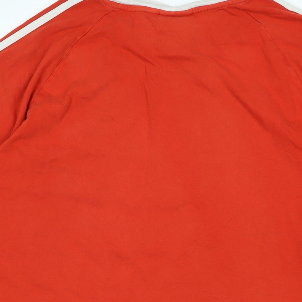 adidas Mens Red Cotton T-Shirt Size XL Crew Neck - Logo