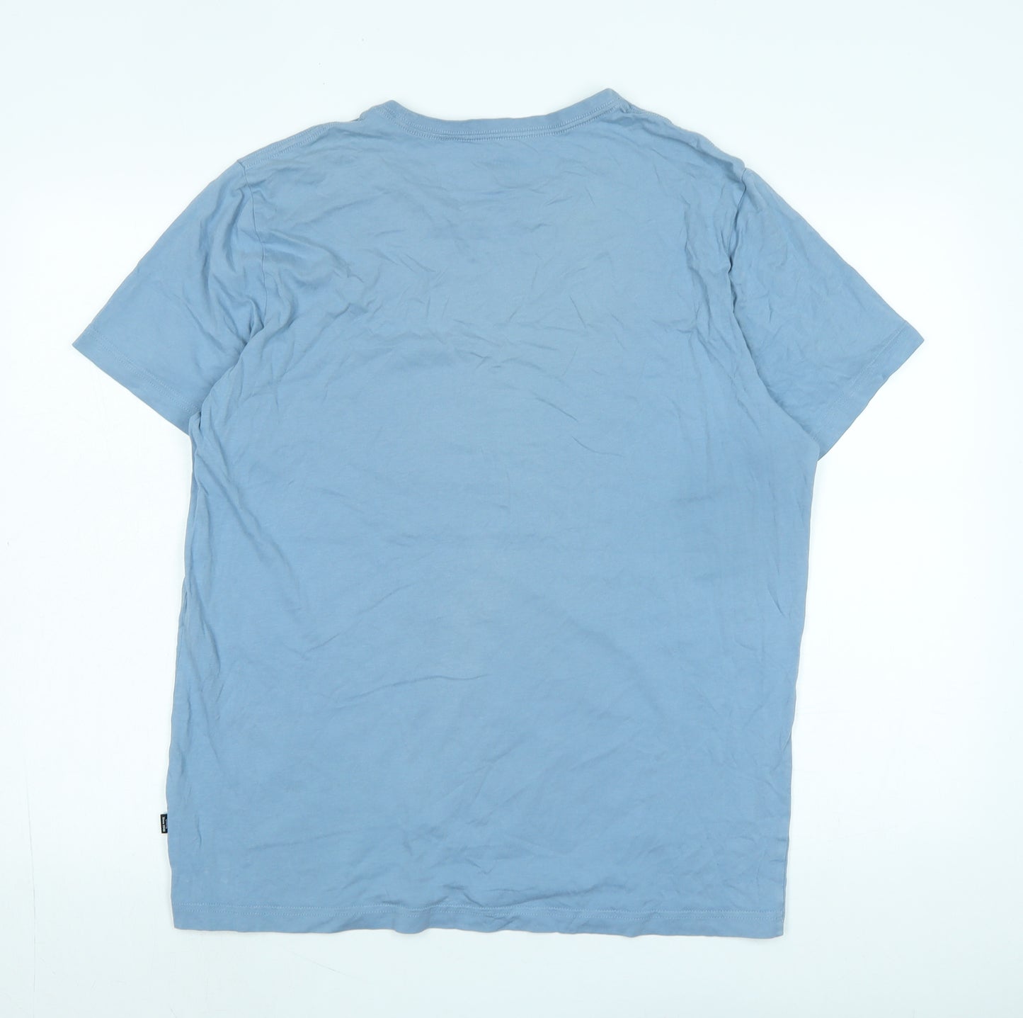 PUMA Mens Blue Cotton T-Shirt Size L Crew Neck - Logo