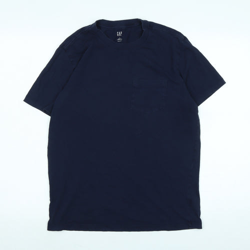 Gap Mens Blue Cotton T-Shirt Size S Crew Neck - Logo