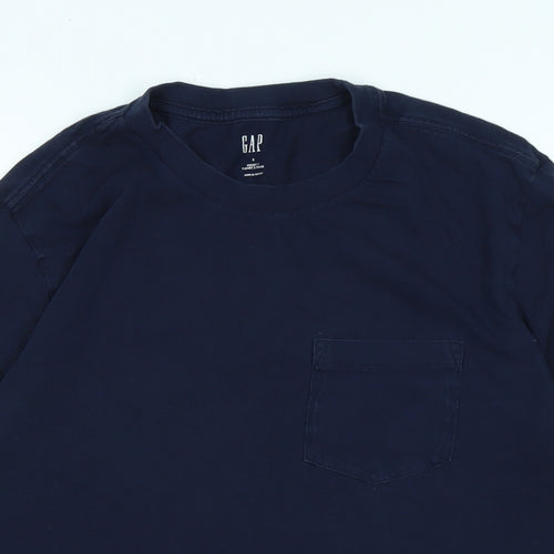 Gap Mens Blue Cotton T-Shirt Size S Crew Neck - Logo