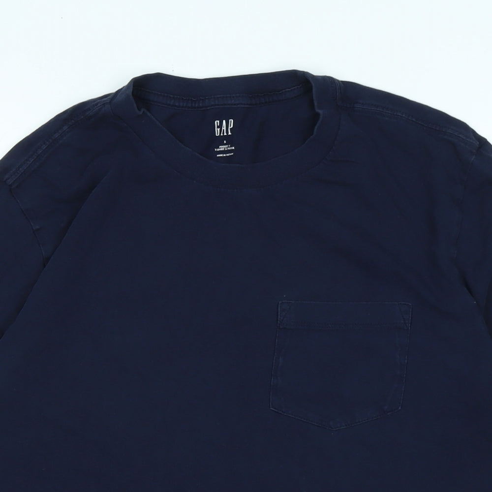 Gap Mens Blue Cotton T-Shirt Size S Crew Neck - Logo