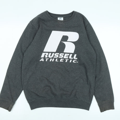 Russell Athletic Boys Grey Cotton Pullover Sweatshirt Size 12-13 Years - Logo