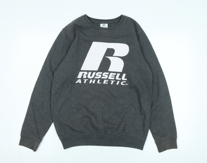 Russell Athletic Boys Grey Cotton Pullover Sweatshirt Size 12-13 Years - Logo