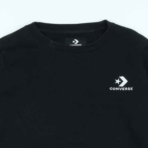 Converse Womens Black Cotton Blend Pullover Sweatshirt Size M - Logo