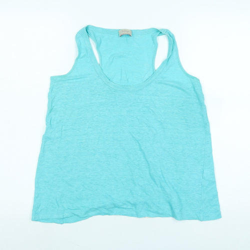 Wrap London Womens Blue Cotton Basic Tank Size 14 Scoop Neck - Logo