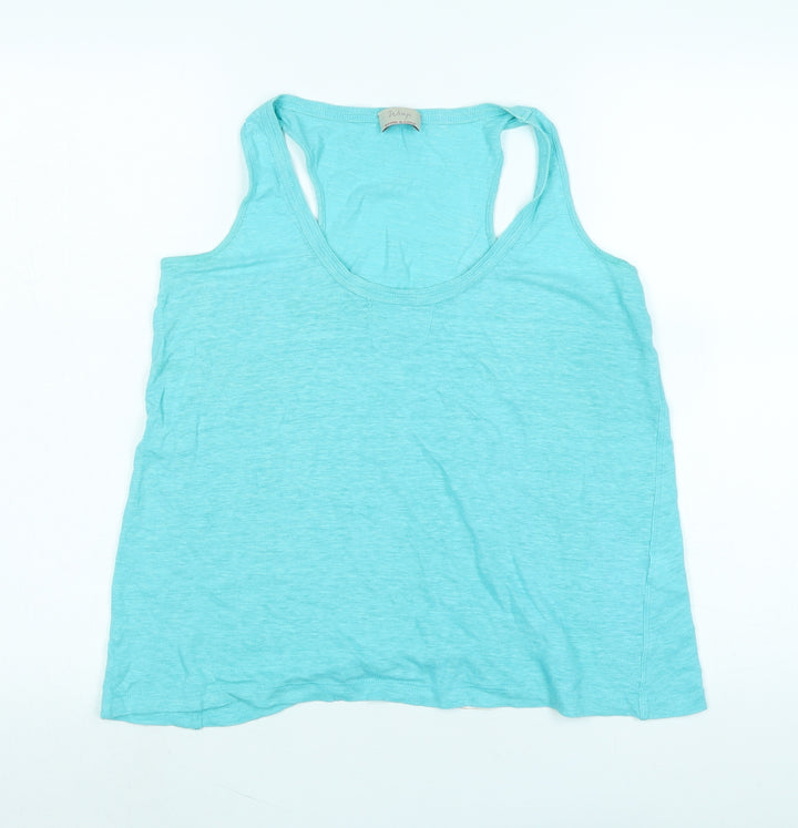 Wrap London Womens Blue Cotton Basic Tank Size 14 Scoop Neck - Logo