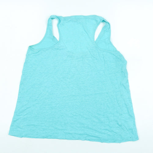 Wrap London Womens Blue Cotton Basic Tank Size 14 Scoop Neck - Logo
