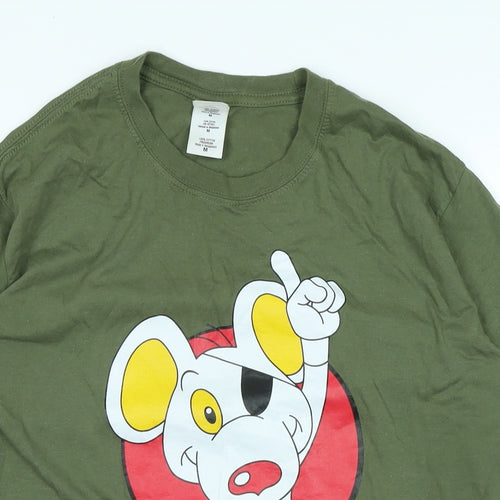 Danger Mouse Womens Green Cotton Basic T-Shirt Size M Crew Neck - Logo