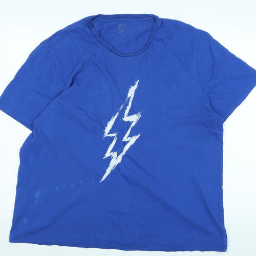 Gap Mens Blue Cotton T-Shirt Size 2XL Crew Neck - Logo