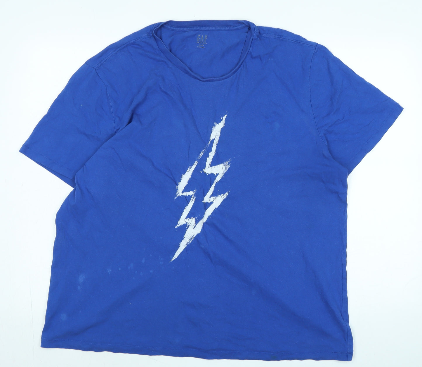 Gap Mens Blue Cotton T-Shirt Size 2XL Crew Neck - Logo