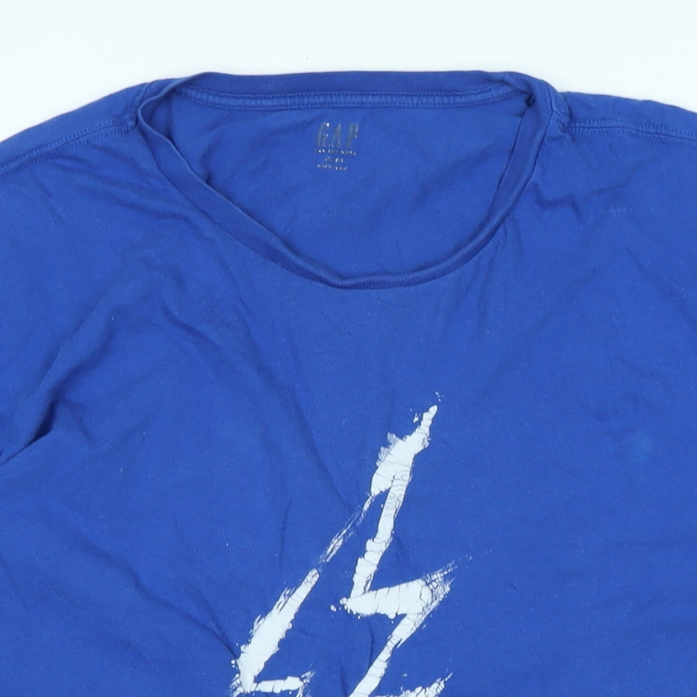 Gap Mens Blue Cotton T-Shirt Size 2XL Crew Neck - Logo