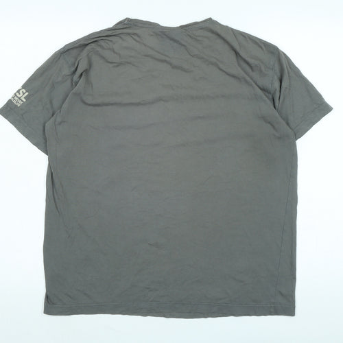 ZSL Mens Grey Cotton T-Shirt Size M Crew Neck - Logo