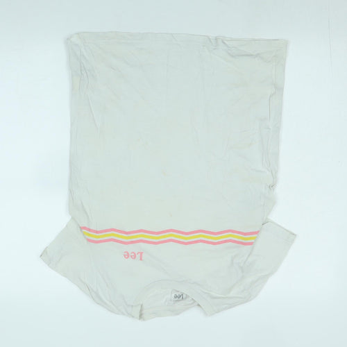 Lee Womens White Cotton Basic T-Shirt Size M Crew Neck - Logo