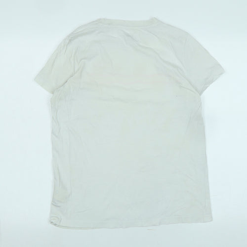 Lee Womens White Cotton Basic T-Shirt Size M Crew Neck - Logo