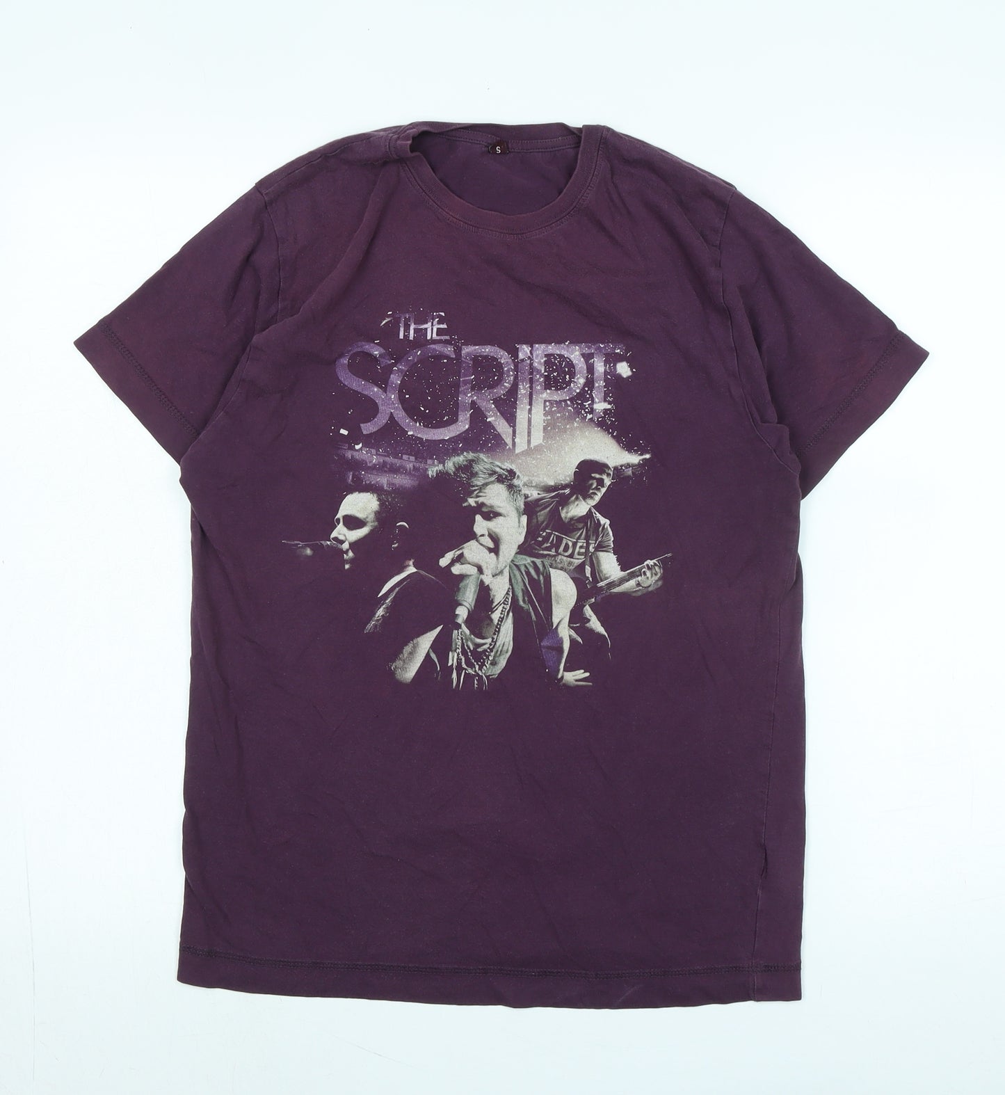 The Script Mens Purple Cotton T-Shirt Size M Crew Neck - Logo