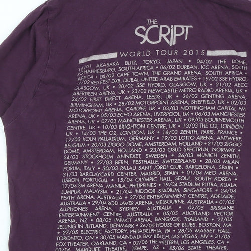 The Script Mens Purple Cotton T-Shirt Size M Crew Neck - Logo