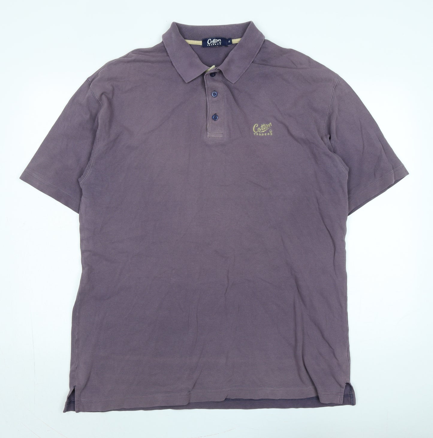 Cotton Traders Mens Purple Cotton Polo Size XL Collared - Logo