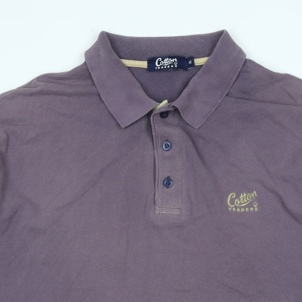 Cotton Traders Mens Purple Cotton Polo Size XL Collared - Logo