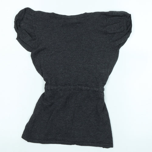 Mango Womens Grey Scoop Neck Viscose Pullover Jumper Size S - Logo