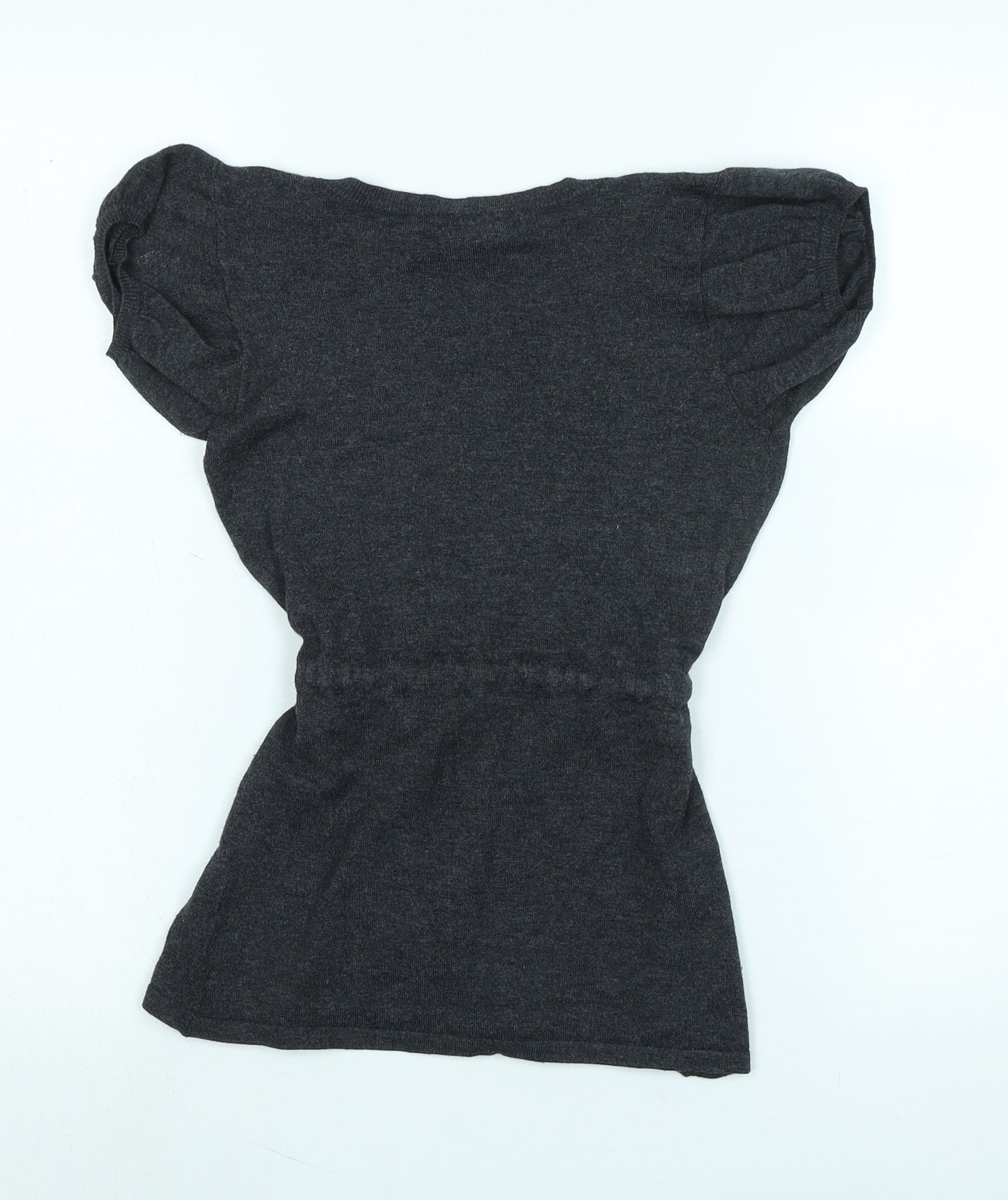 Mango Womens Grey Scoop Neck Viscose Pullover Jumper Size S - Logo