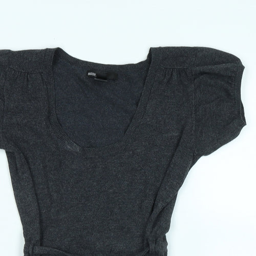 Mango Womens Grey Scoop Neck Viscose Pullover Jumper Size S - Logo