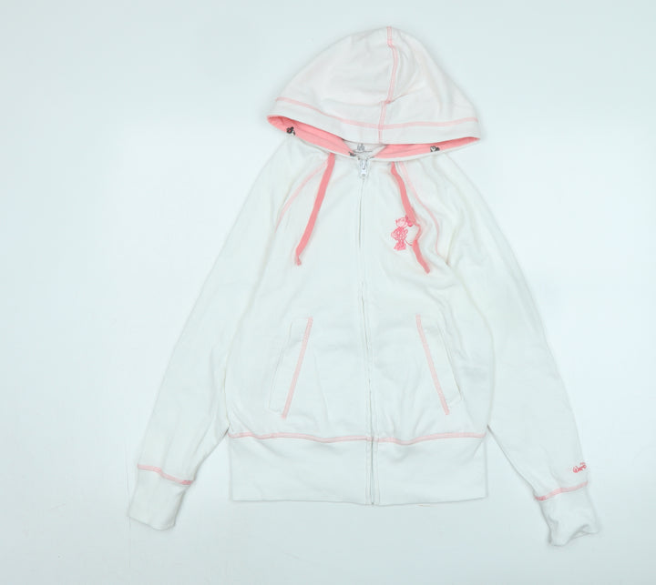 Disney Girls White Jacket Size S Zip - Logo