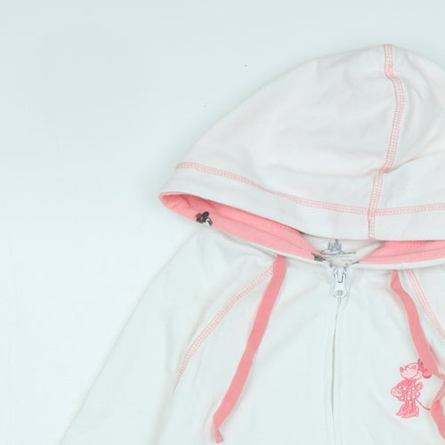 Disney Girls White Jacket Size S Zip - Logo
