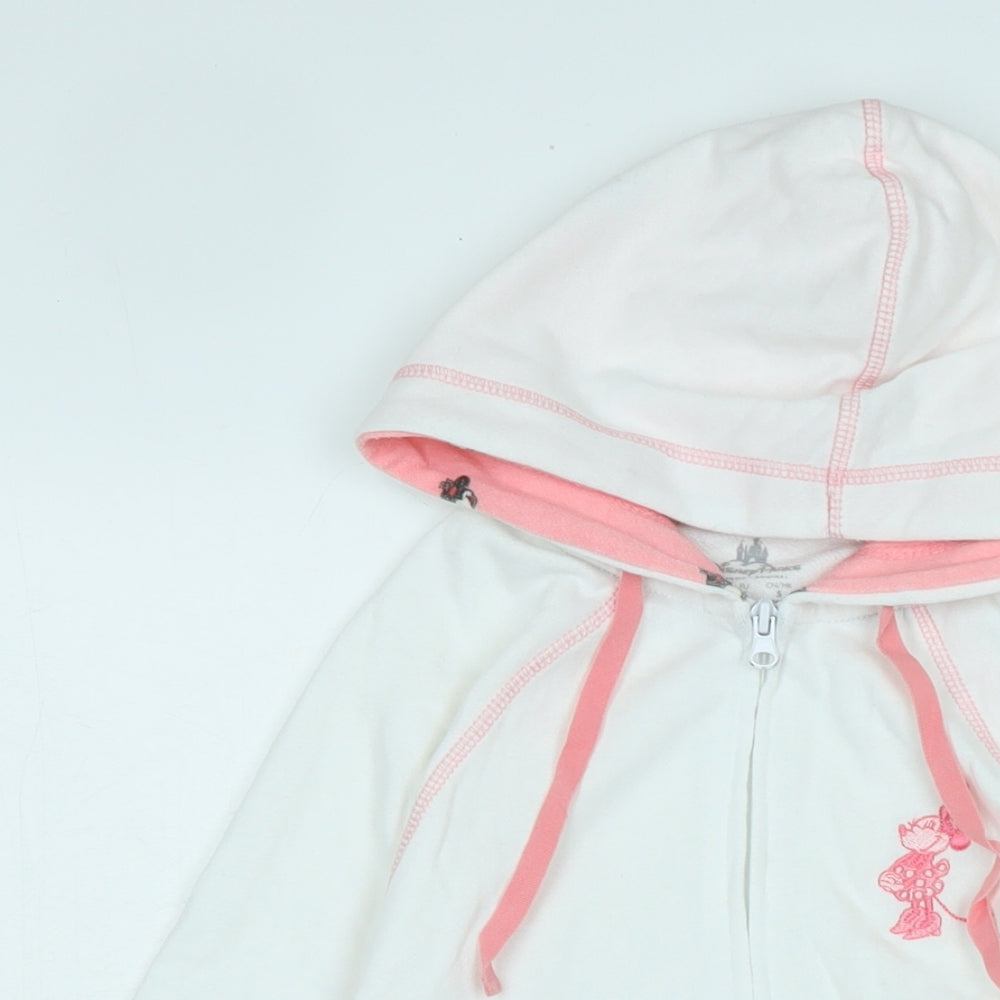 Disney Girls White Jacket Size S Zip - Logo