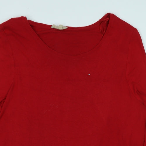 Phase Eight Womens Red Cotton Tunic Blouse Size 14 Scoop Neck - Logo