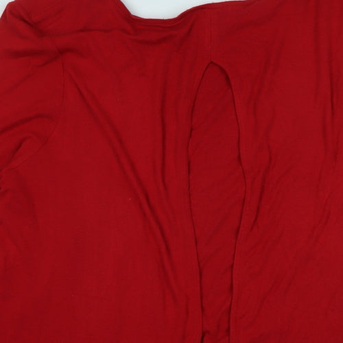 Phase Eight Womens Red Cotton Tunic Blouse Size 14 Scoop Neck - Logo