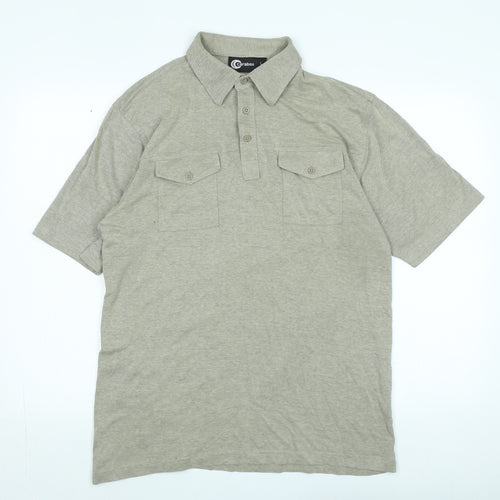 carabou Mens Beige Cotton Polo Size L Collared - Logo