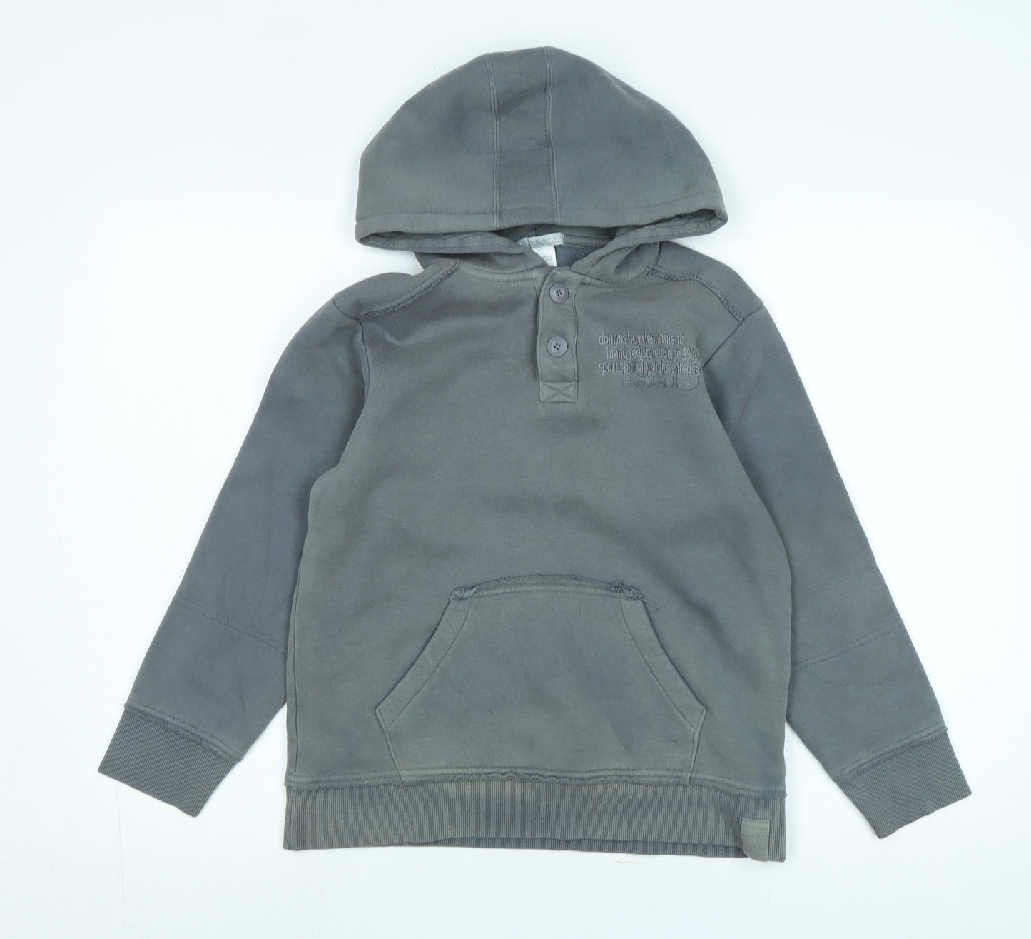 DECATHLON Boys Grey Cotton Pullover Hoodie Size 10-11 Years - Logo