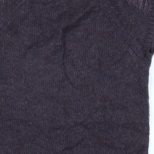 Stile Benetton Womens Purple V-Neck Polyimide Vest Jumper Size M - Logo