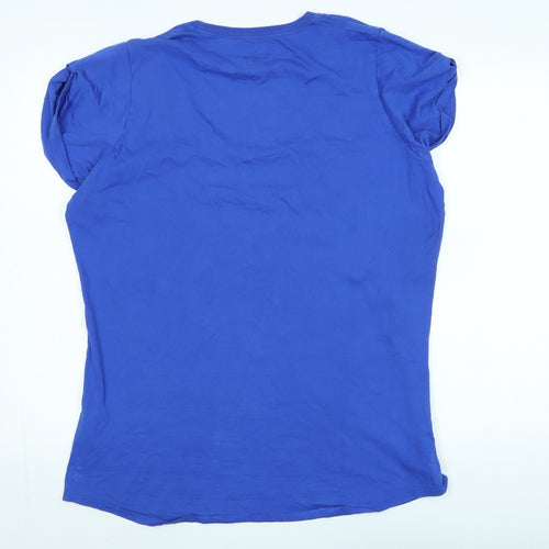 Nike Womens Blue Cotton Basic T-Shirt Size XL Scoop Neck - Logo - Just do it.