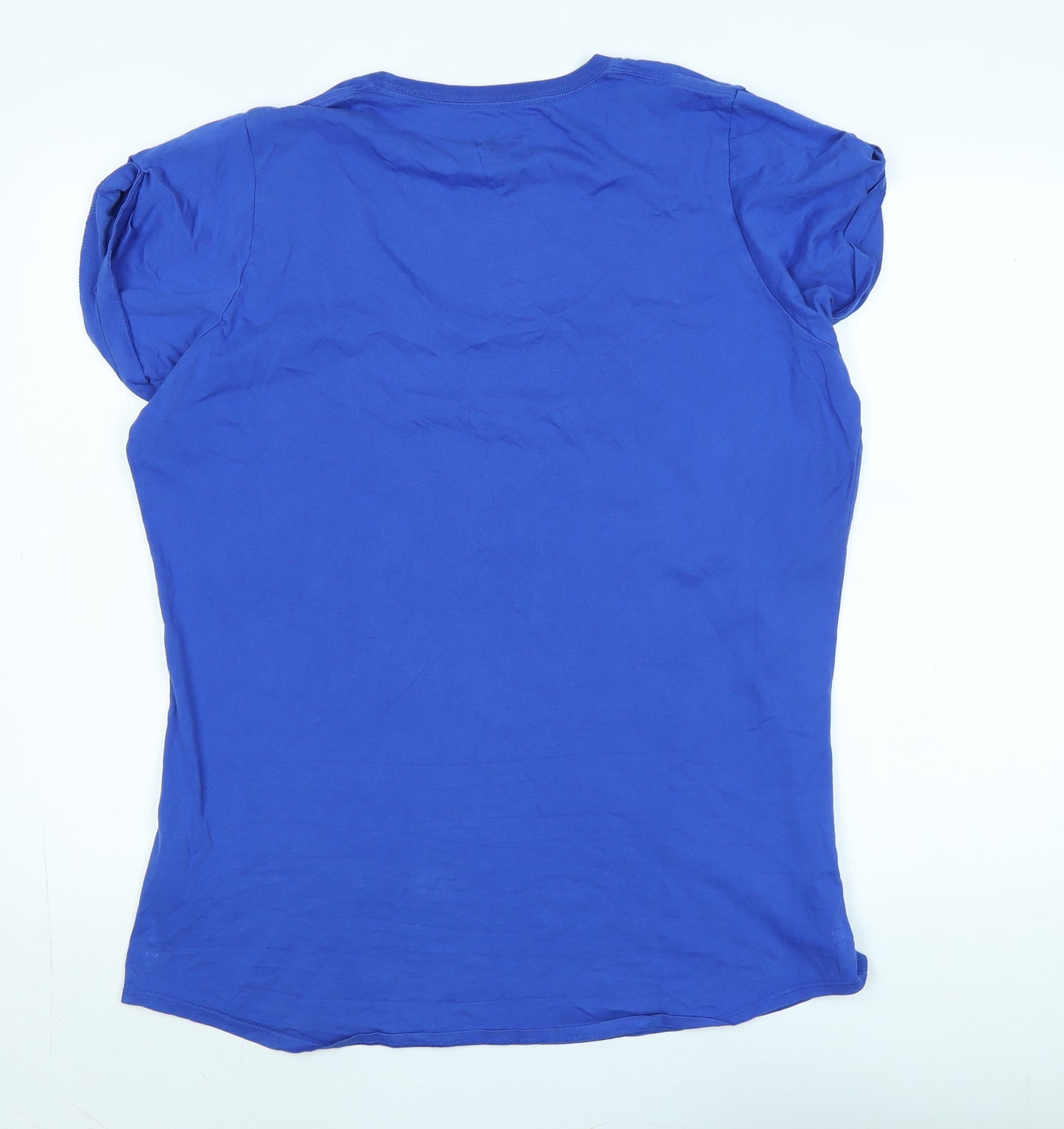 Nike Womens Blue Cotton Basic T-Shirt Size XL Scoop Neck - Logo - Just do it.