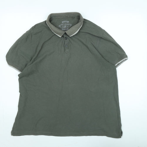 Red Herring Mens Green Cotton Polo Size XL Collared - Logo