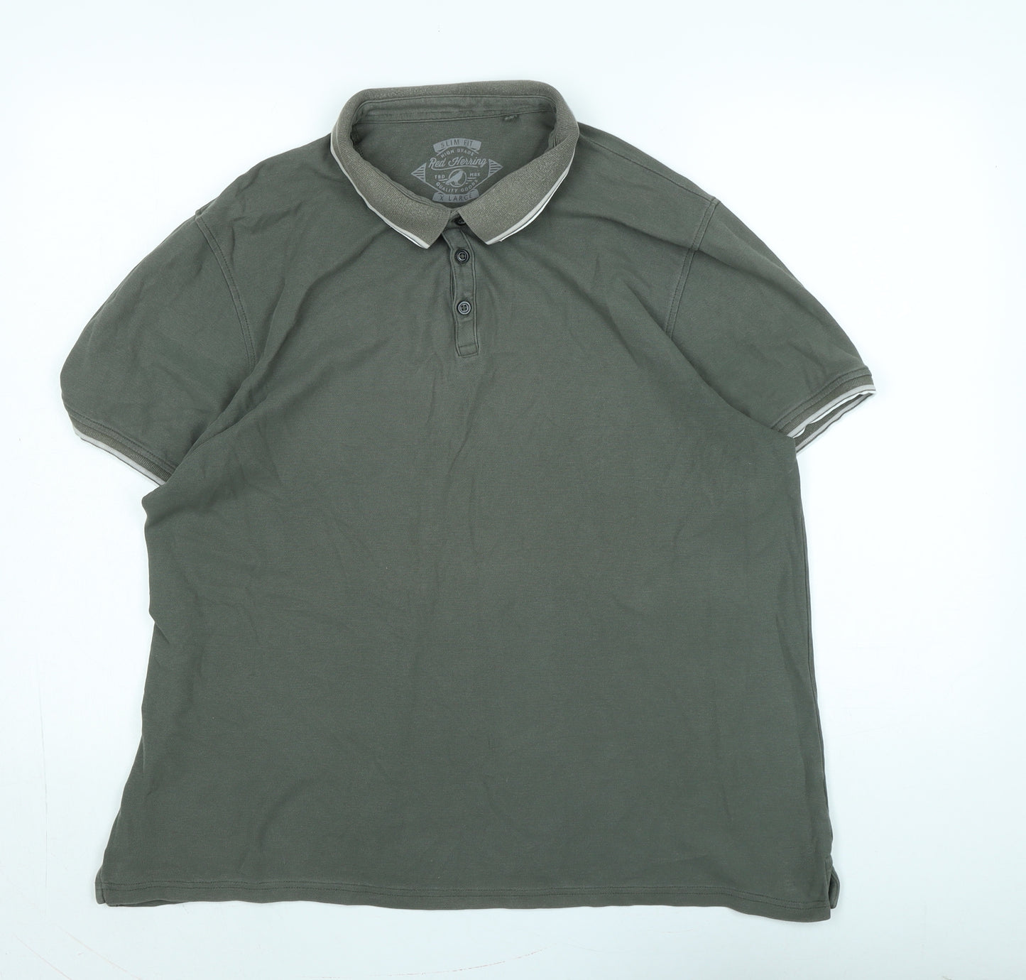 Red Herring Mens Green Cotton Polo Size XL Collared - Logo